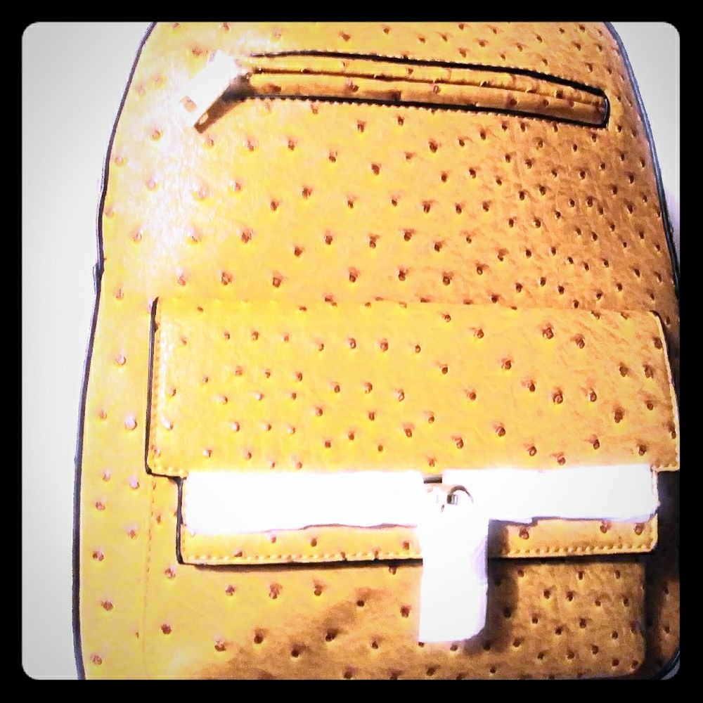 Womens Ostrich Inspired Brown Book Bag Purse